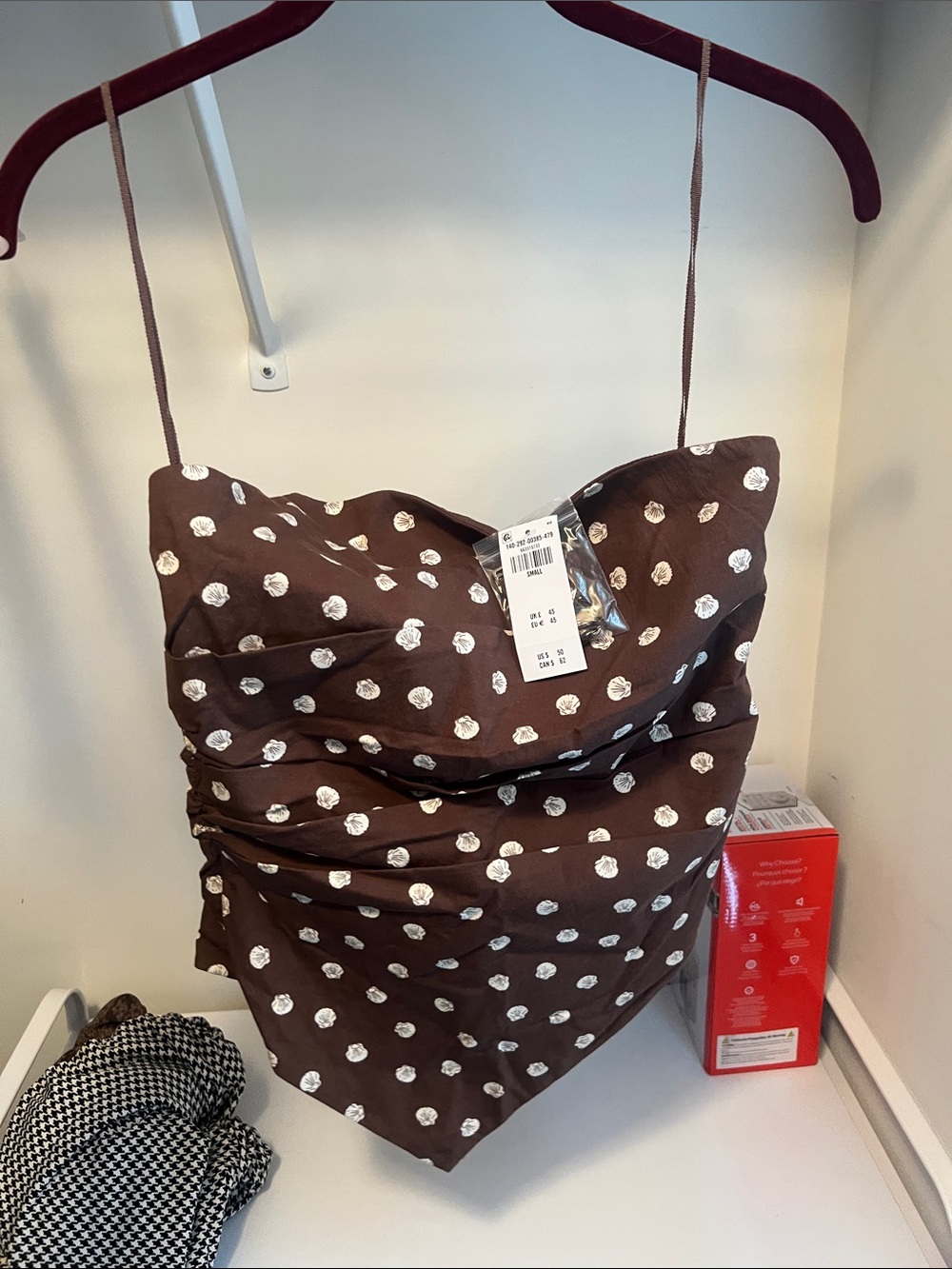 Abercrombie & Fitch Brown Shell linen Strapless Top